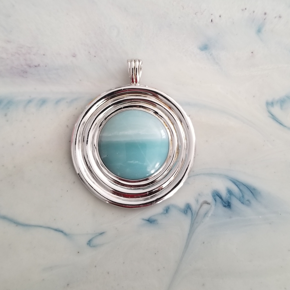 Estate Silver Necklace with Blue Centerpiece